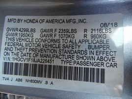 2018 Honda Accord Silver Sedan 1.5L Turbo AT #A24877